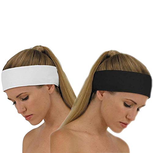 Empire Headband Make Up Beauty Toweling Towel Spa Salon Facial Adjustable With Button Case (One Black & One White)