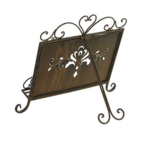 Westcharm Holiday Gift - Antique Metal Kitchen Cookbook Stand, Recipe Book Holder, Ipad Holder, Cookery Book Easel With Weighted Chains, Rustic Dark Brown #TOP5