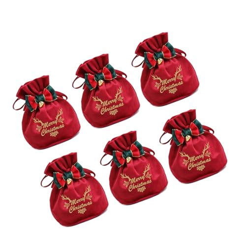 ホリデーベルベット保存袋 おやつやギフト用 フェスティバルちょう結びデザイン キャンディーホルダー クリスマスパーティーに欠かせないフェスティバルベルベット キャンディーバッグ ちょう結び付き