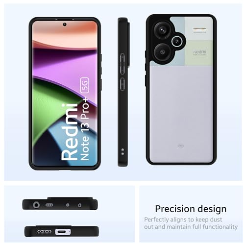 Image of KAPAVER Hybrid Clear Back Cover Case for Redmi Note 13 Pro Plus | Protective Shockproof Cleare Hard PC Soft Flexible Black TPU Cover