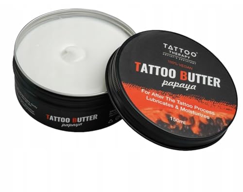 Tattoo Therapy ® - Papaye Tattoo Beurre 150 ml – Crème de Tatouage Beurre 100% Naturelle Hypoallergénique – Beurre de Tatouage Vegan