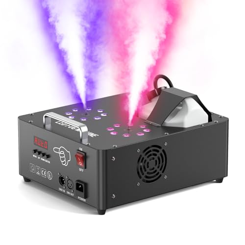 2000W Professional Fog Machine with Lights,Dual Nozzle 8+8 RGB 3W