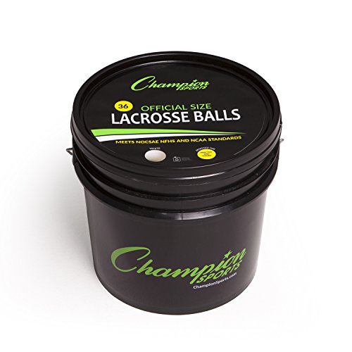 Champion Sports Lacrosse Balls In A Bucket: Regulation Training, Practice And Game Play Ball Set - 36 Count - Ncaa And Nfhs Certified - White #TOP1