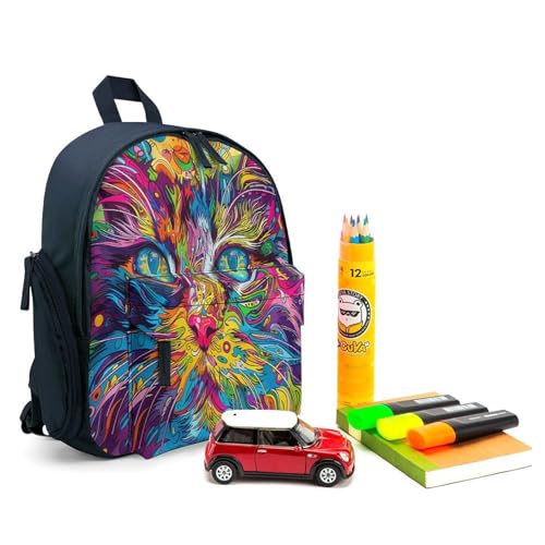 A Psychedelic Cat Mini Backpack Light Weight Small Travel Backpack Shopping Travel Daypack3