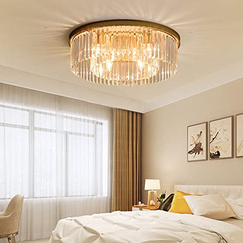 Suspension cristal dorée d40cm pour sublimer un éclairage de salle à manger sombre