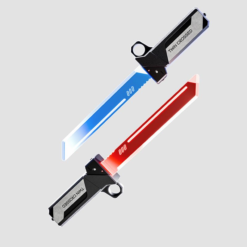 Interlocking Dual-Bladed Lightsaber Toy with Red & Blue Lights, Retractable Glowing Sword for Kids Role-Play, Birthday Gift