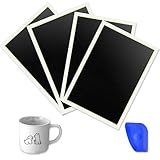 4 Pack Black Laser Engraving Marking Paper 15.75×11in with Scraper, Laser Transfer Paper for Fiber Laser Marking on Ceramics, Glass, Crystal, Stone & Tiles