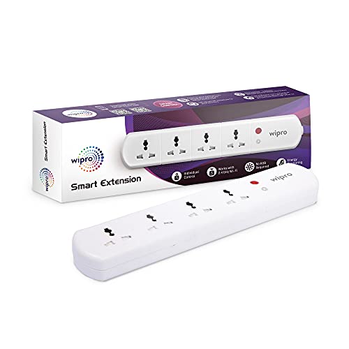 Image of Wipro Smart Wi-Fi Extension Board with 4 Universal Socket| Voice control with Alexa and Google Asst