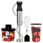 Kenmore 4-in-1 Handheld Immersion Blender with Food Processor, Chopper, Whisk & 700mL Beaker, Stainless Steel Stick Blender with Quad Blade for Baby Food, Soup, Puree & Smoothies