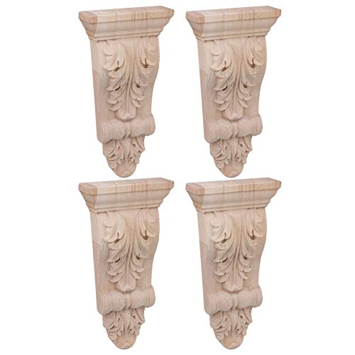 RDEXP 16x8x2.8cm European Style Wood Carved Onlay Appliqu Frame for Restaurant Decor Door Corner Cabinet Home Furniture Set of 4