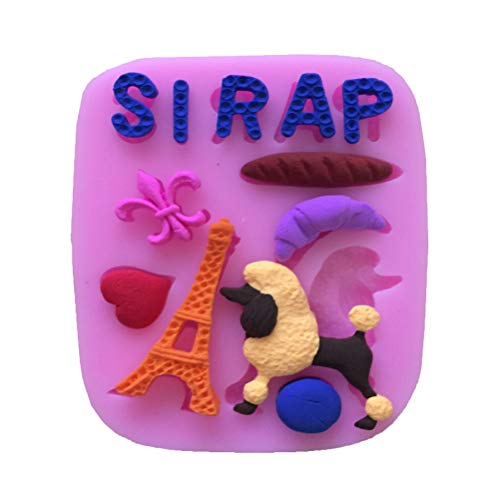 Cute I Love Paris Poodle Eiffel Tower Funny DIY 3D Silicone Mold Making Ice Blocks Candy Fondant Chocolate Soap Cakes Mousse Jelly Candles Baking Tool
