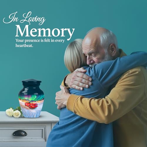 Image of Car Urn - Funeral Ash Urn Mini - 3 Inch - Pack of 4 - Cremation Urns Human Remains - Burial Decorative for Mom & Dad - Little Urns for Adult Ashes