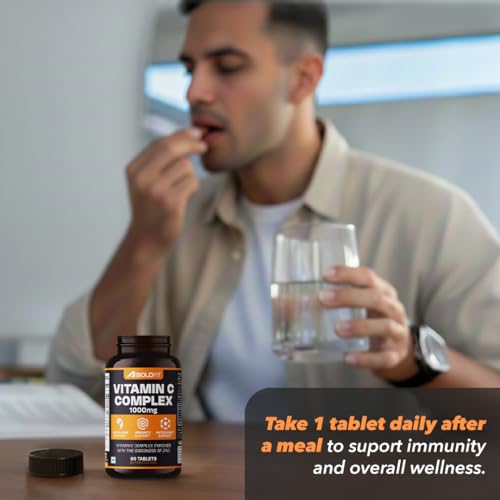 Image of Boldfit Vitamin C Tablets for Men and Women Vitamin C Supplement with Amla Orange Extract and Zinc Immunity Booster Tablets for SkinCare, Antioxidant and Energy - 60 Veg Tablets