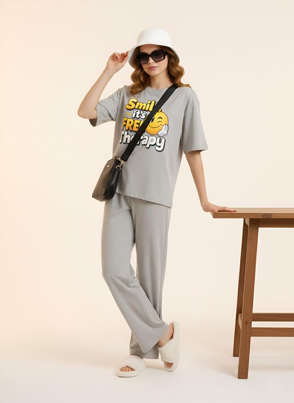 Image of My Swag Women Night Suit Cotton | Stylish Printed T-Shirt Pajama Set | Comfortable Sleepwear, Lounge Wear & Daily Home Wear | Plus Size
