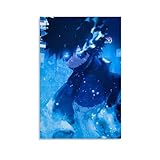 ckklik Anime-Charakter-Poster, blaue ästhetische Wandkunst, coole Drucke für Schlafzimmer, Dekoration, einzigartiges Kunstwerk für Fans, Manga-inspirierte Heimdekoration, trendiges Geschenk, 20,3 x