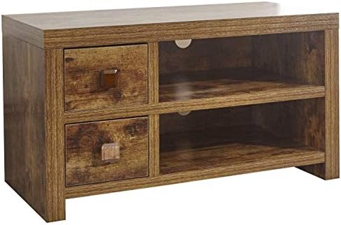 Home Source - Particle Board Study Walnut Effect 2 Drawer 1 Shelf TV Stand Entertainment Unit