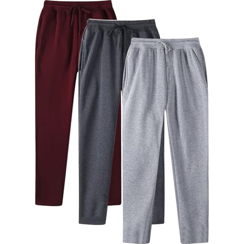 JiXiang Mens Sweatpants Casual Lounge Pants 3 Pack Sweatpants Loose Elastic Waist Drawstring Jogger Sport Baggy Sweat Pants2