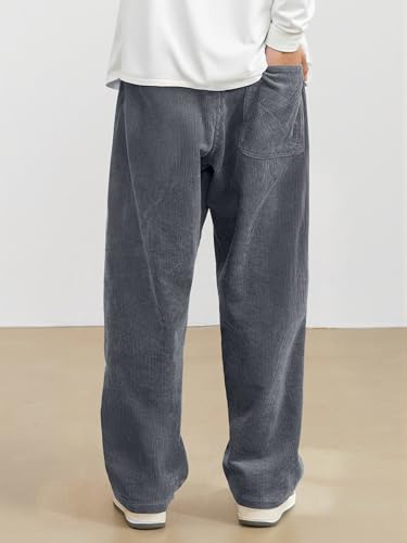 Image of JMIERR Mens Corduroy Pants Wide Leg Baggy Sweatpants | Loose Fit Joggers, Elastic Waist Drawstring, Casual Sweatpants, Vintage Pants, Fall Winter Fashion, Streetwear