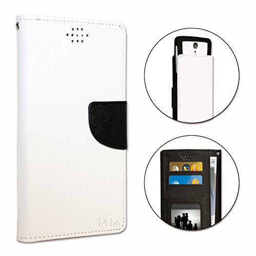 PH26 ZTE Axon Elite Etui Housse Folio Blanc façon Cuir texturé avec Porte Cartes et surpiqûres...