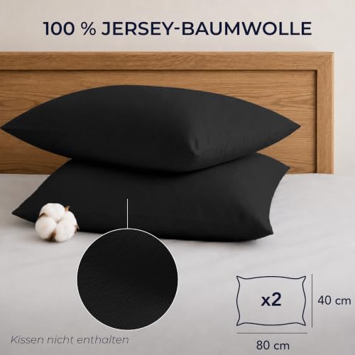 Dreamzie - Kissenbezug 40 x 80cm - 2er Set - 100% Baumwolle - Schwarz – Ansicht 2