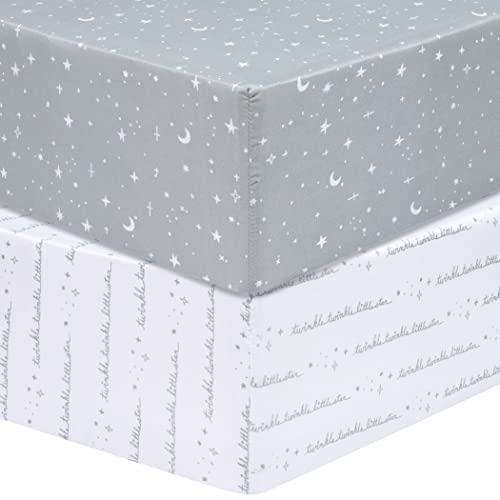 Image of Sammy & Lou Celestial 2-Pack Microfiber Fitted Crib Sheet Set, Fits Standard Crib Mattress 28 in x 52 in; Fully Elasticized,