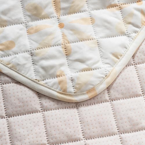 Image of House of Quirk 'Mughal Series' Printed Quilted Sofa Cover for 1 /2 /3 /4 Seater - Anti-Slip, Washable Couch Protector Slipcover (One Seater, Sunny Bloom, 80x60 cm)