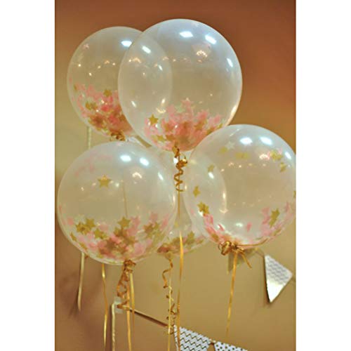 Image of MOWO Gold, Pink and White Stars Confetti Table Decoration, 1.2'', 200pc | 200 Pieces, Wedding Party Decor, Table Decor