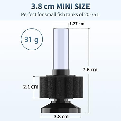 Uncilife Aquarium Quiet Betta Fry Shrimp Foam Filter Kit with 40 GPH Air Pump Air Control Valve Airline Tubing and Check Valve Accessories for 1-10 Gallons Small Fish Tank