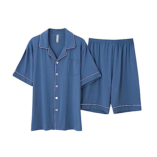 Suit Loose Pajamas Men's Short-sleeved Shorts Thin Section Cardigan Home Wear