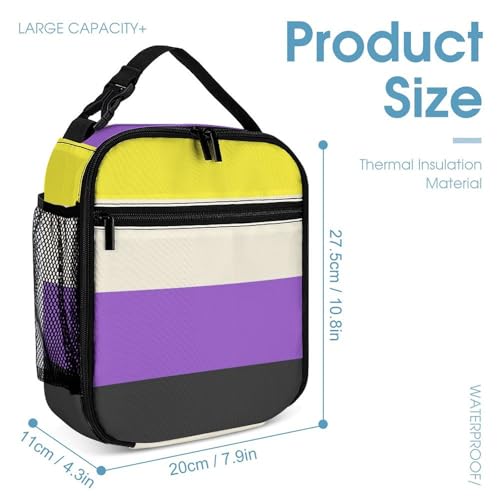 Backpack Bookbag Set Backpack with Lunch Box and Makeup Bag Travel Bookbag Daypack Set (Lgbt Pride Flag Non Binary)4