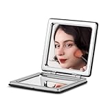 OMIRO Compact Mirror with 1x/3x Magnification, Square with PU Leather, Small Mirror for Purses, Daily Makeup (Classic Black)