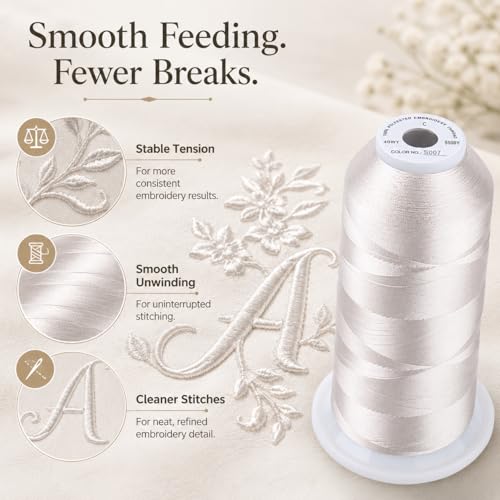Image of Simthread Embroidery Machine Thread 5000M 40WT Polyester, Dove Gray S007 | 5000M 40WT polyester thread feeds smoothly for home or commercial embroidery projects.