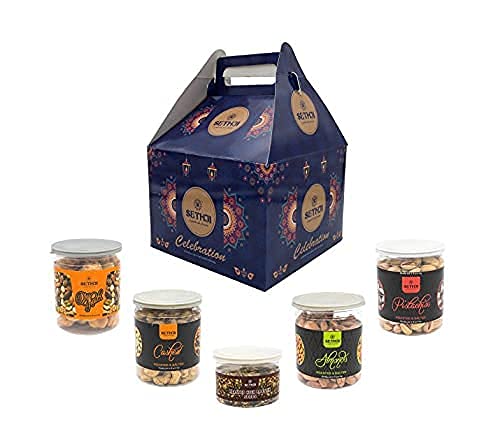 SETHJI Celebration Pack Of Premium Dry Fruits Healthy And Delicious Gift Pack Of Pistachios Apricot Almond Cashew And 8 High Protein Seed Mix Perfect Gift For Festivals And Occasions With Gift Box