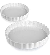 HVHCeramic Tart Pan, Nonstick Quiche Pan , Quiche Baking Dish, 11 Inches Round Fluted Tart Pan fo...