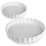 HVHCeramic Tart Pan, Nonstick Quiche Pan , Quiche Baking Dish, 11 Inches Round Fluted Tart Pan for...