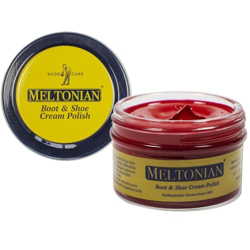 Meltonian Cream Shoe Polish - Boot Polish, Leather Shoe Polish Oil Based with Beeswax - Restores & Protects, 60+ Colors, Cardinal Red
