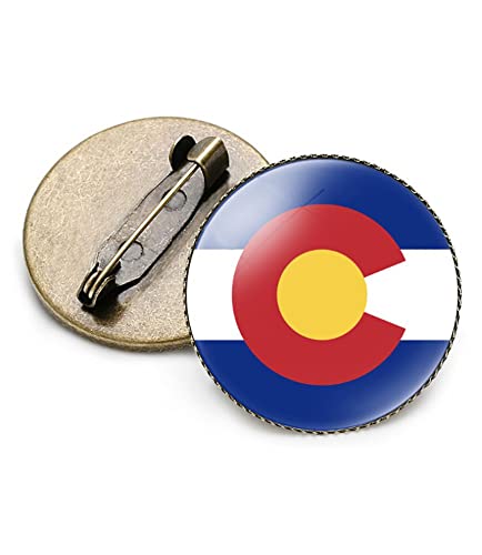 Image of vmcoatdu Round 1 Inch South Carolina Flag Pin Brooch Metal and Inlay Glass Revivalism Style Souvenir Badge Brooch for Hat Clothes Backpack