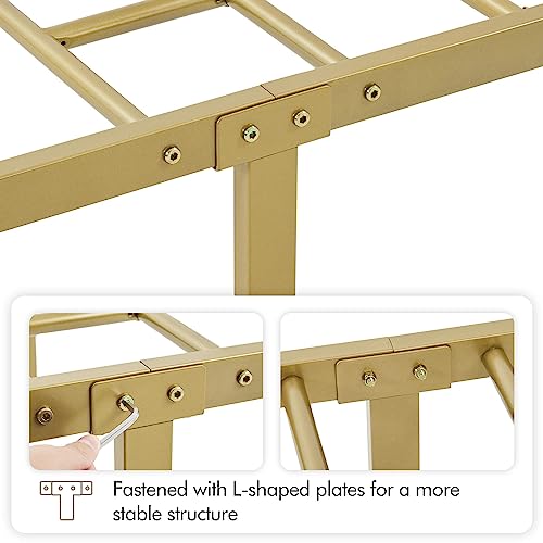 Yaheetech YT-00125155 Queen Bed Frame, Metal Platform Bed With Modern Style Petal Accented Headboard, Mattress Foundation With Spacious Underbed Storage,No Box Spring Needed, Easy Assembly, Antique Gold Queen Bed thumb #7
