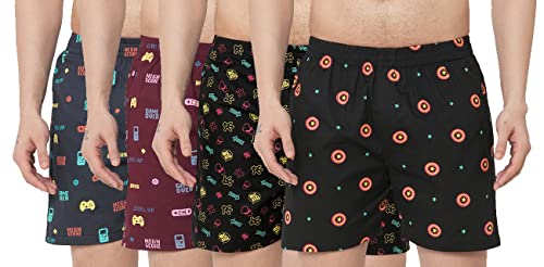 Image of GoSriKi Men's Cotton Printed Boxer Shorts (Pack of 4) (ANL-BXR-PACK-4-GS-033)