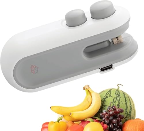 Mini Seladora Embalagens Portátil USB Recarregável Prática Com 2 Funções Sela e Corta Magnética Sela