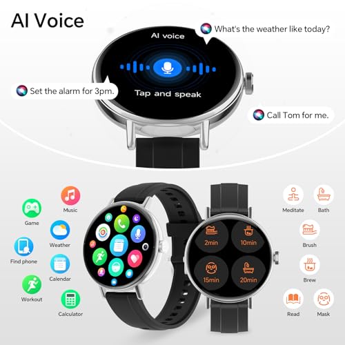 Yoever Smart Watches for Men Women,1.57"HD 43mm Smartwatch for iPhone/Samsung/Android,(Answer/Make Call),Fitness Tracker with Heart Rate/SpO2/Sleep Monitor,IP68 Waterproof,110+ Sport Mode,with 2 Bands - image 9