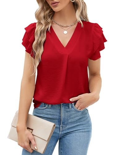 Blooming Jelly Womens Dressy Casual Shirts Short Sleeve V Neck Wo...