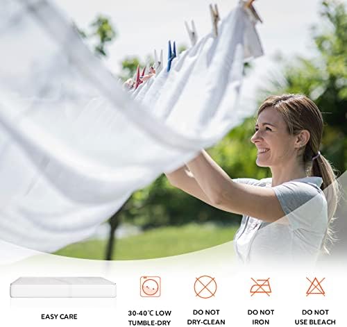 Sweetnight Mattress Protector Double- 100 Percent Waterproof Mattress Protector Double Bed, Quilted Bamboo Mattress Protector Fitted Extra Deep 40 cm Breathable Mattress Cover 135 x 190 cm,White
