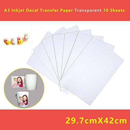 Rolurs 10 Sheets DIY A3 Size Inkjet Water Slide Decal Paper Sheets Transparent Clear Image Photo Transfer Papers 297mm420mm