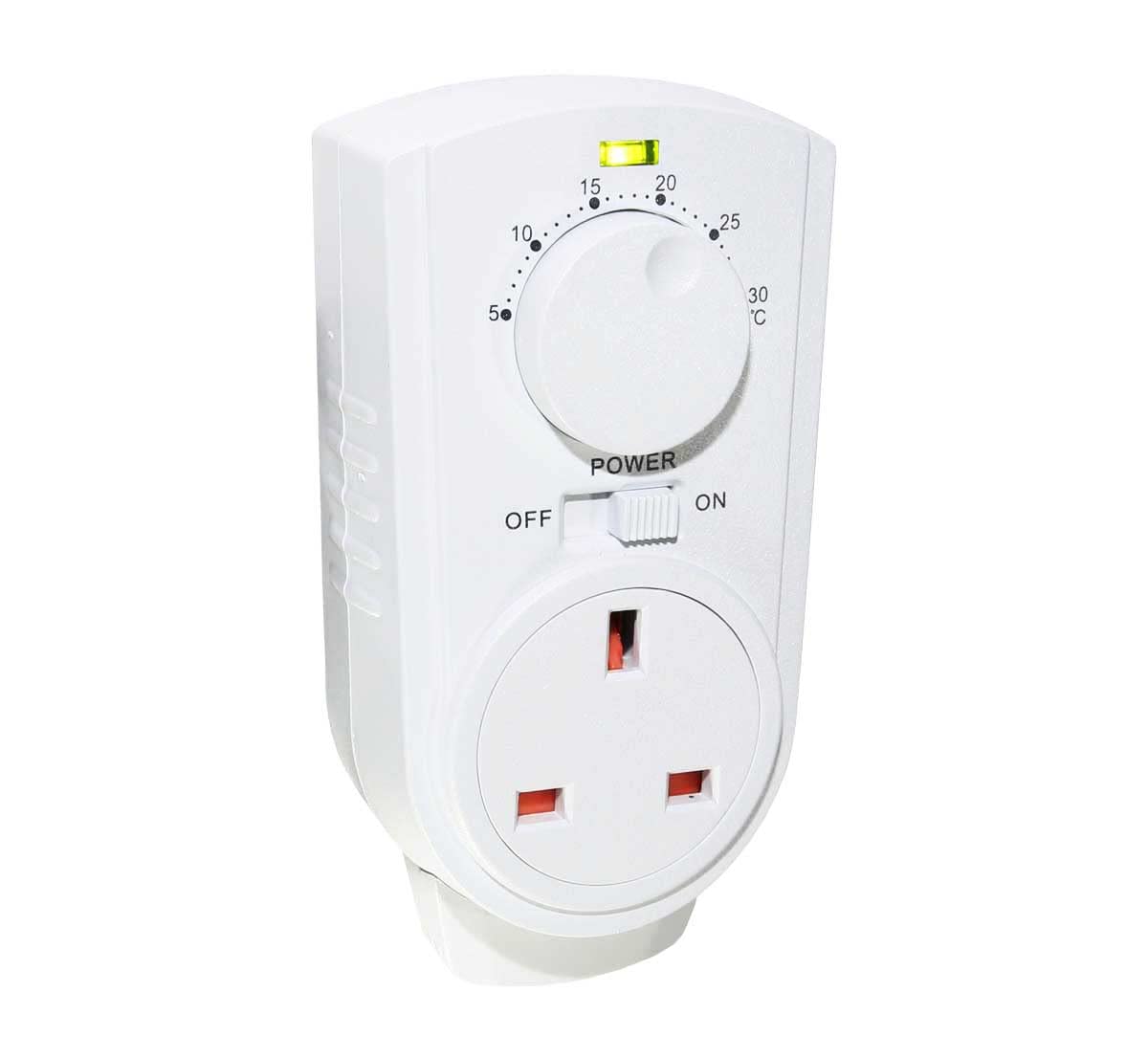 Plug In Thermostat Temperature Control Greenhouse Heater Shed Garage (Analogue) White