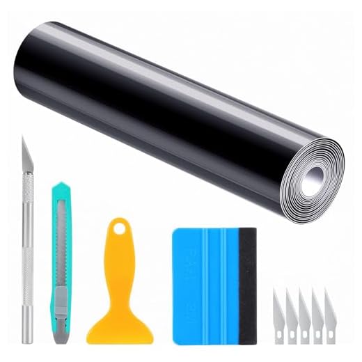 YAOBLUESEA Folie für Auto, Glanz Flexibel Wasserdichter Auto Vinyl Wrapping Folie Lackschutzfolie DIY Blasenfrei Schutzfolie Dekorative mit Installations Zubehör 300x30cm Schwarz für Fahrrad Motorrad