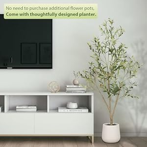 Olive trees artificial indoor 5ft tall faux olive tree with white tall planter artificial plants with natural wood trunk and lifelike fruits for home office decor  urban country home decor