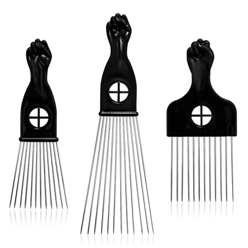 Set 3 Peines Afro de Acero Inoxidable Negro miniatura 1