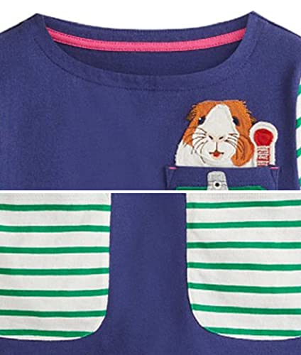 LOKTARC Toddler Girls Striped Cotton Long Sleeve Dress Casual Cartoon Jersey Dresses4