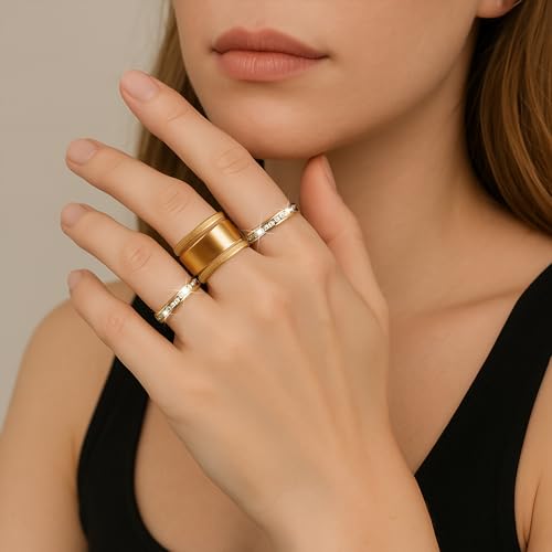 Bougraite 4 Pack 14K Gold Plated Stackable Rings for Oura Ring Gen 4/Oura Ring Gen 3, Cubic Zirconia Simulated Diamond Bling Stacking Bands for Women, Smart Rings Accessories (Gold, 10) by Bougraite - Used condition - Image 5